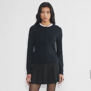 Aritzia Navy Cable Knit Button Cardigan